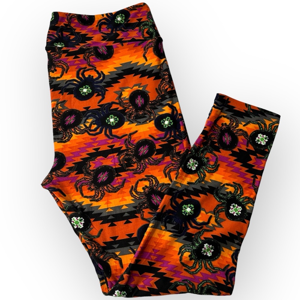 Lularoe LOT OF 3 Leggings FLORAL & HALLOWEEN TC2 - Picture 3 of 5